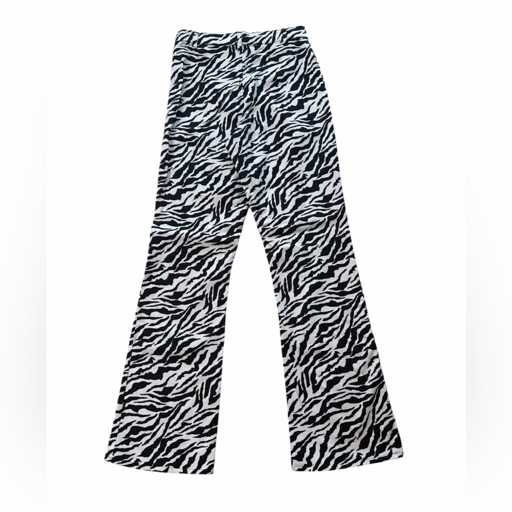 Motel Zebra Print Flare Pants - Black & White